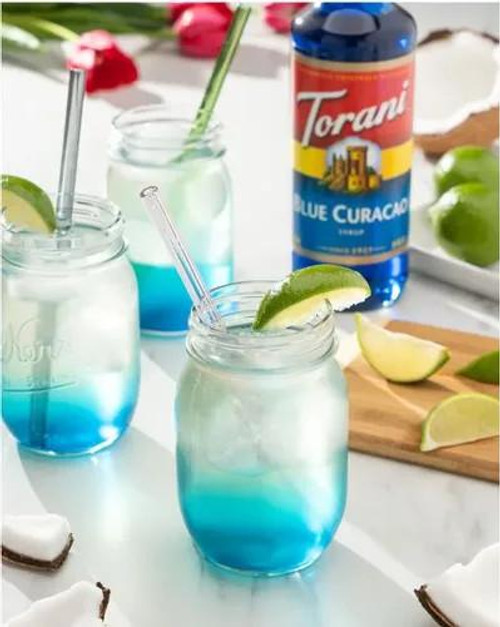 torani Torani Blue Curacao Flavoring Syrup – 750 mL / 25.36 oz Glass Bottle 