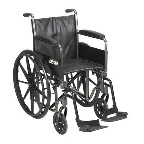  Drive Medical Silver Sport 2 Wheelchair, Detachable Full Arms, Swing away Footrests, 20" Seat 