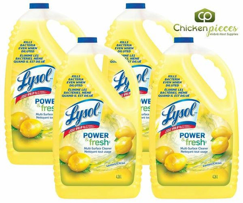  Lysol Power and Fresh Lemon Scent Pourable Multi-Surface Liquid Cleaner, 4.26L/1.12 Gallon (4/Case) 