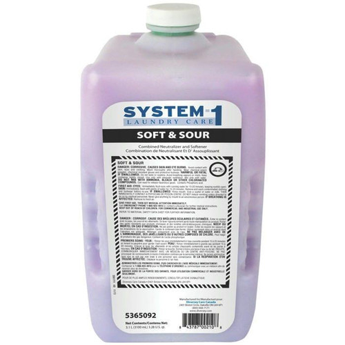  Diversey System 1 Soft and Sour Hyper-Concentrated Laundry Neutralizer and Fabric Softener 3.1L/104.82 oz (2/Case) 