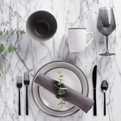 Safdie & Co. Safdie Luna Dinnerware Set, 32-Piece | Elegant Two-Tone Stoneware 