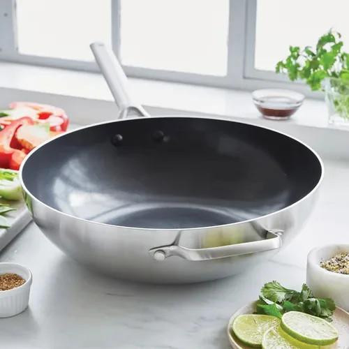 BLUE DIAMOND Blue Diamond Triple Steel Wok, 32 cm, Non-Stick, Metal Utensil Safe 