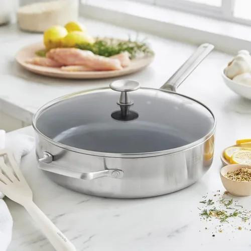 BLUE DIAMOND Blue Diamond Triple Non-Stick Steel Deep Sauté Pan with Lid, 28 cm/4.34 L 