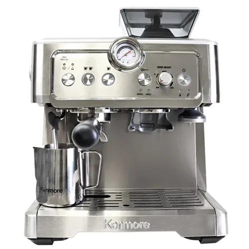  Kenmore Stainless Steel Espresso Machine with Grinder & Milk Frother 7.85 kg/17.31 lbs 