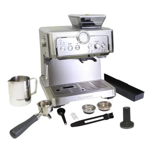  Kenmore Stainless Steel Espresso Machine with Grinder & Milk Frother 7.85 kg/17.31 lbs 