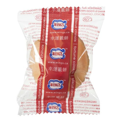Wings Food Prod Cookie Fortune Individually Wrapped (400/Case)-Canadian Made