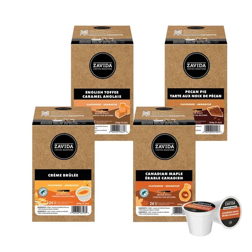 Zavida Caramel Lovers Variety Pack Coffee K-Cup Pods 264g/9.31oz (96/Case)