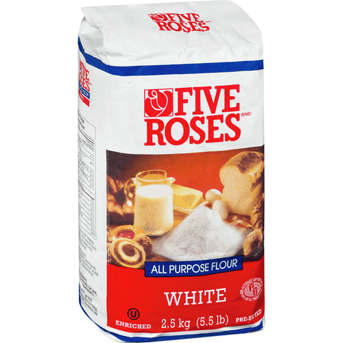 Five Roses White All Purpose Flour Quality Bulk Large 2.5kg/5.51Lbs (2/Case)-Canadian Made