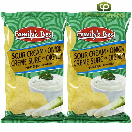 Family's Best Potato Chips, Sour Cream & Onion Quality Bulk Large 130g/4.58oz (2/Case)