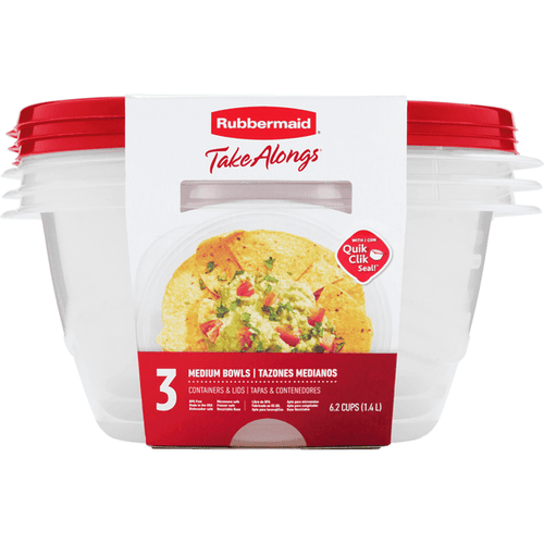 Rubbermaid TakeAlongs Ruby Red Serving Bowl Food Storage 3 Pack (2/Case)