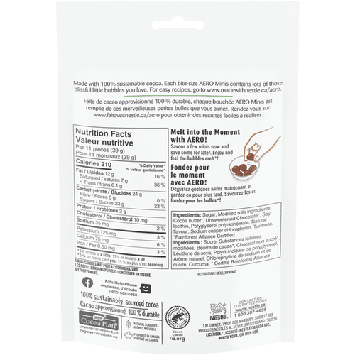 Nestlé Aero Peppermint Milk Chocolate Minis 135g/4.76oz (2/Case)-Canadian Made