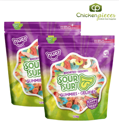 Huer Assorted Sour Gummies, Candy 1.2kg/2.65Lbs (2/Case)