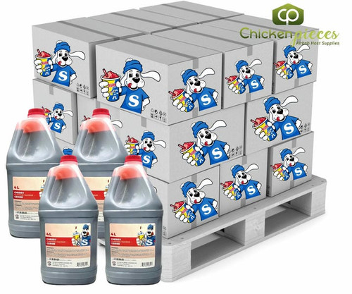Slush Puppie Cherry Slushy Syrup 5:1 Concentrate 135 oz/4L - 4/Case (PALLET OF 48 CASES)