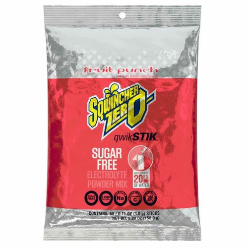  Sqwincher Zero QwikStik Fruit Punch Sugar Free Hydration Powder Packets 3g 