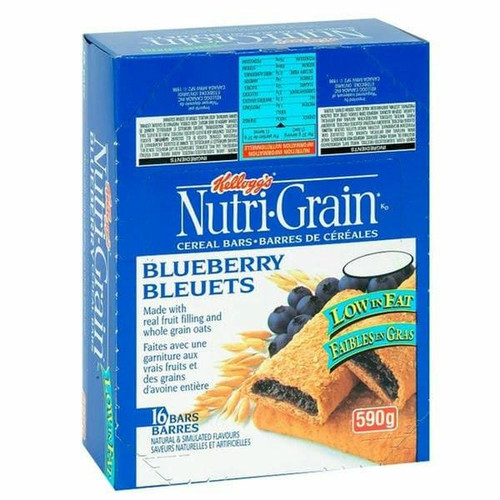  Kellogg's Nutrigrain Blueberry Cereal Bars 16 Eaches/Pack Bulk 37g | 3/CASE | 50 CASES PER PALLET-(Total 150 Units) 