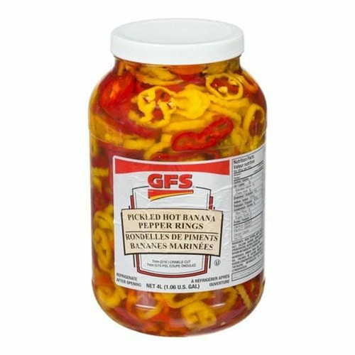  Gordon Choice GFS Sliced Hot Banana Pepper Rings Bulk 4Liter | 2/CASE | 50 CASES PER PALLET-(Total 100 Units) 