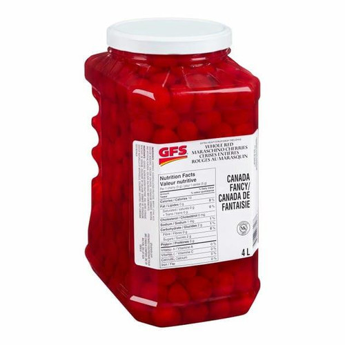  Gordon Choice GFS Stemless Red Marachino Cherries Bulk 4L | 2/CASE | 50 CASES PER PALLET-(Total 100 units) 