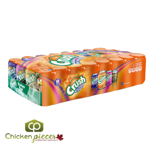 Crush Soda Assorted Rainbow Pack Can 355ML/Unit (32 unit/Case) - chicken pieces