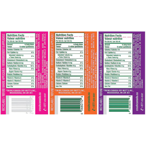 Crush Soda Assorted Rainbow Pack Can 355ML/Unit (32 unit/Case)   Crush Soda Assorted Rainbow Pack Can 355ML/Unit (32 unit/Case)