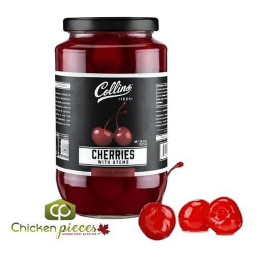 Collins Consumables Collins Cherries with Stems, 26oz/769ml 