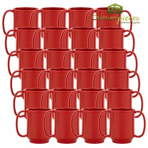 GET SN-103-RSP 8 oz. Red Sensation Tritanâ„¢ Plastic Two Handle Mug (24/Case)   GET SN-103-RSP 8 oz. Red Sensation Tritanâ„¢ Plastic Two Handle Mug (24/Case)