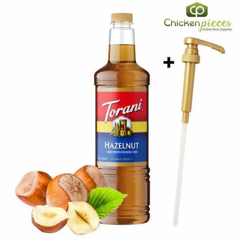 torani Torani Hazelnut Flavoring Syrup Plastic Bottle 1L + Bonus Squeeze Pump 