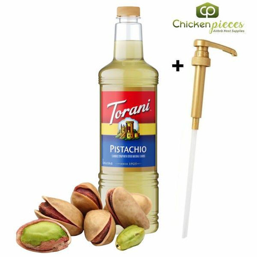torani Torani Pistachio Flavoring Syrup Plastic Bottle 1L + Bonus Squeeze Pump 