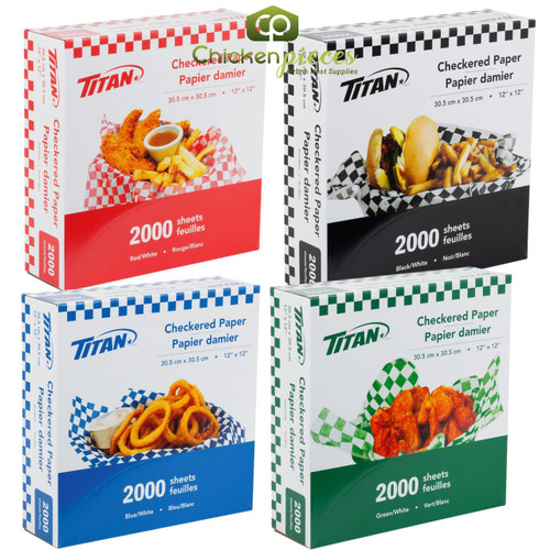 TITAN Titan Checkered Basket Liner / Deli Sandwich Wrap Paper 12" X 12"- 2000/CASE 