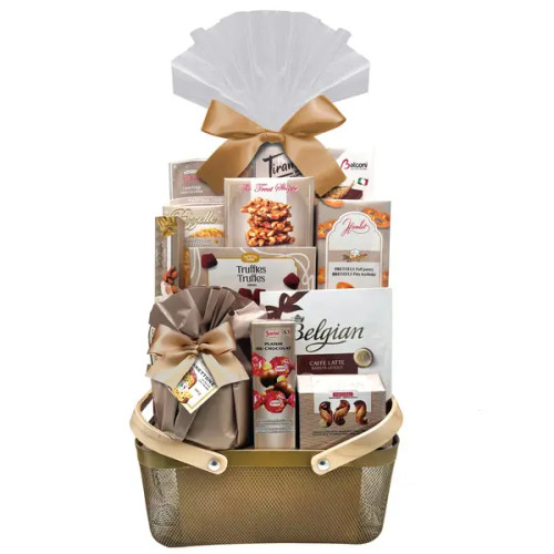 Metal Picnic Basket Gift Set | Gourmet International Snacks | Reusable Taupe Basket - CHICKEN PIECES