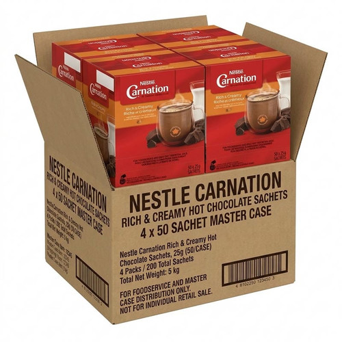 Nestle Carnation Rich & Creamy Hot Chocolate Sachets, 25g (50/CASE) - CHICKEN PIECES