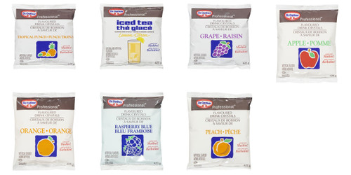 Dr. Oetker drink mix crystals 7-flavor variety pack canisters Assorted Dr. Oetker fruit drink crystals 425g for parties Peach, Blue Raspberry and Orange Dr. Oetker drink mixes