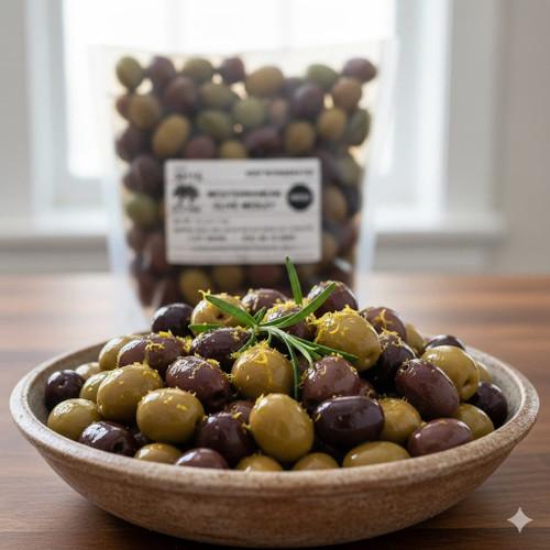 Divina Mediterranean pitted olive medley 2.2 lb container Assorted Greek olive blend with herbs and oil for food service Bulk case of pitted Mediterranean olives for restaurants -CHICKEN PIECES