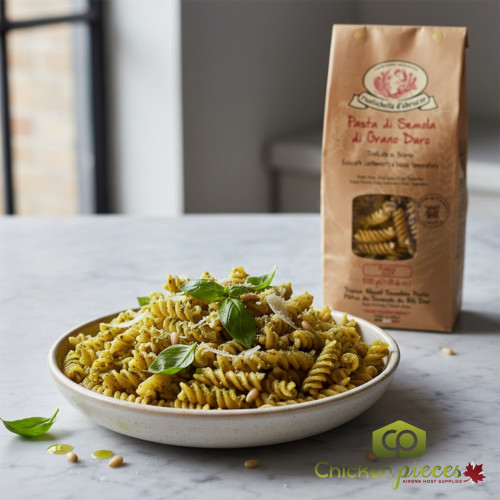 Rustichella D'abruzzo fusilli artisanal dry pasta 500g bag Bronze-die Italian fusilli spirals for chunky sauces Bulk case of 12 Rustichella fusilli pasta for food service-CHICKEN PIECES