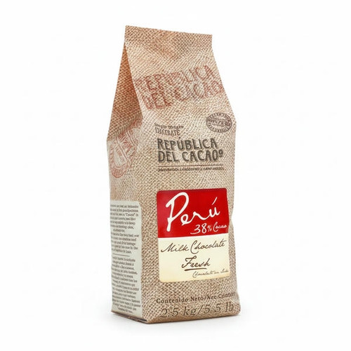 Republica Del Cacao 38 percent Peru milk chocolate discs in 2.5kg bag. Single origin Peruvian milk chocolate for professional pastry chefs. Professional baking milk chocolate discs Republica Del Cacao 38 percent-CHICKEN PIECES