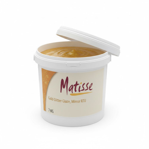 Matisse 7kg pail of gold glitter mirror glaze; Professional gold sparkling pastry glaze; Bulk ready-to-use cold application mirror glaze.-CHICKEN PIECES