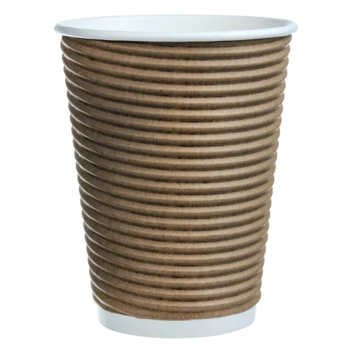 Cafe Express 12oz Brown Ripple Hot Cups and Lids (150/case)