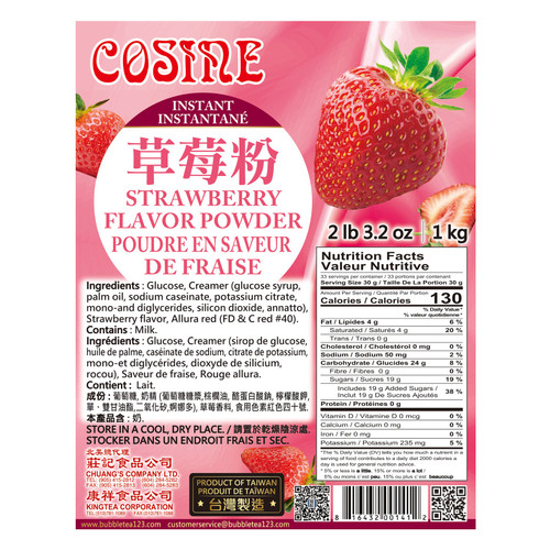 Cosine Bubble Tea Strawberry Powder 1kg