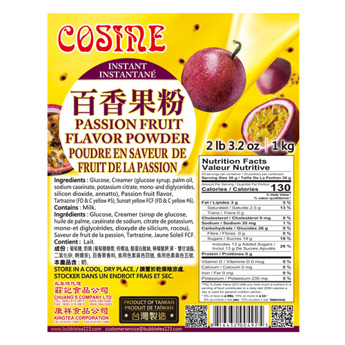Cosine Bubble Tea Passionfruit Powder 1kg