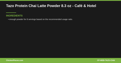 Tazo Protein Chai Latte Powder 8.3 oz - Café & Hotel