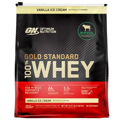 Optimum Nutrition Gold Standard 100% Whey Protein, Vanilla Ice Cream, 2.48 kg