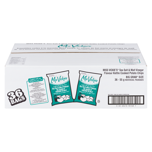 MISS VICKIES Potato Chips, Sea Salt & Malt Vinegar (Case) 36x55.0 g MISS VICKIES Potato Chips, Sea Salt & Malt Vinegar (Case) 36x55.0 g