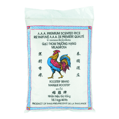 ROOSTER Scented Jasmine Rice Bulk 18.1 kg/39lbs
