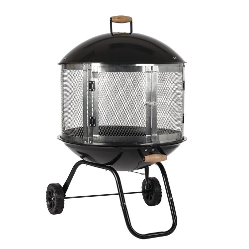 Backyard Creations 28" Portable Steel Fire Pit On Wheels
