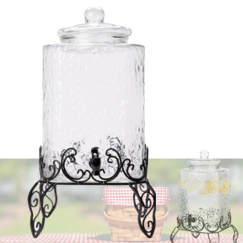 5 Gallon Hammered Glass Beverage Dispenser. CHICKEN PIECES.