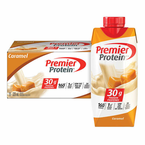 Premier Protein High-Protein Caramel Shake 325 mL, 18-count - Indulge in Creamy Caramel Flavor with Protein-Packed Goodness- Chicken Pieces