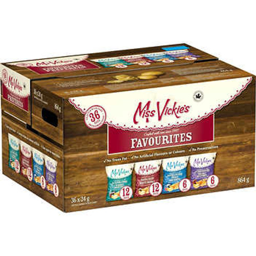 Miss Vickie's Potato Chips Variety Pack - 36 Bags, 24g Each - Savory Snack Assortment- Chicken Pieces