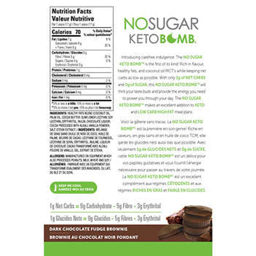 No Sugar Keto Bomb Dark Chocolate Fudge Brownie, 2-pack