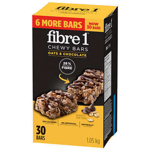 Fibre 1 Chewy Bars Oats & Chocolate - 30 Bars, 35g Each - Satisfying Blend of Fiber and Flavor- Chicken Pieces