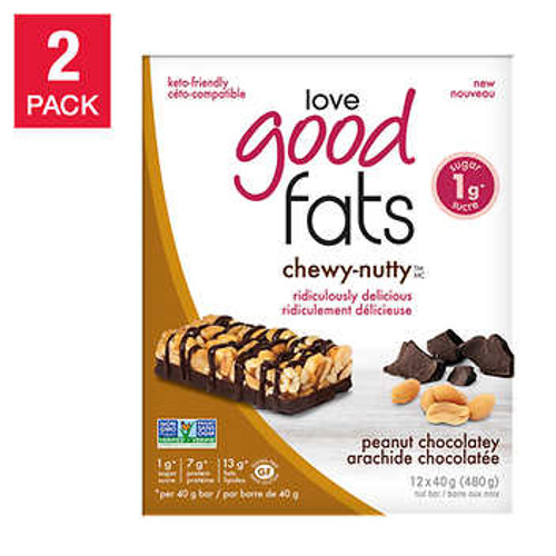 Love Good Fats Chewy Nutty Peanut Chocolatey Nut Bars - 2 Packs, 480g Total- Chicken Pieces