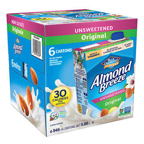 Almond Breeze Unsweetened Original Almond Milk - 6-Pack, 946 mL Each - Nutrient-Rich Dairy Alternative- Chicken Pieces Almond Breeze Unsweetened Original Almond Milk - 6-Pack, 946 mL Each - Nutrient-Rich Dairy Alternative- Chicken Pieces